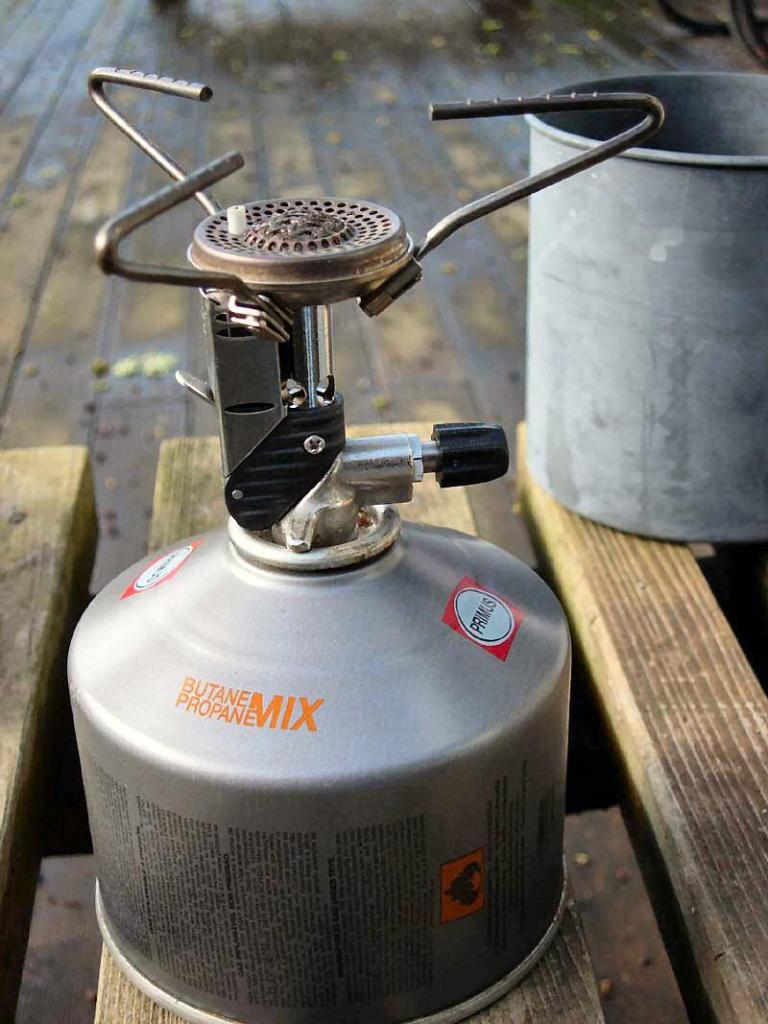 A canister stove.