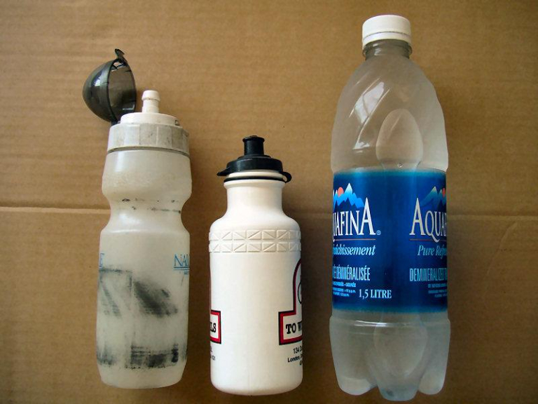 Three different water bottles
