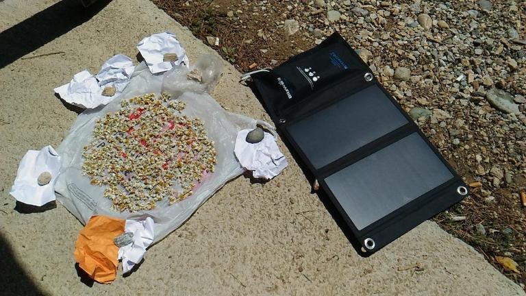 Sun drying daisies for chamomile tea while charging my power bank