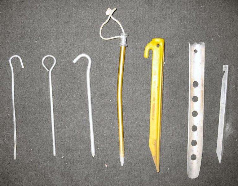 Many different types of tent pegs are available depending on your needs.